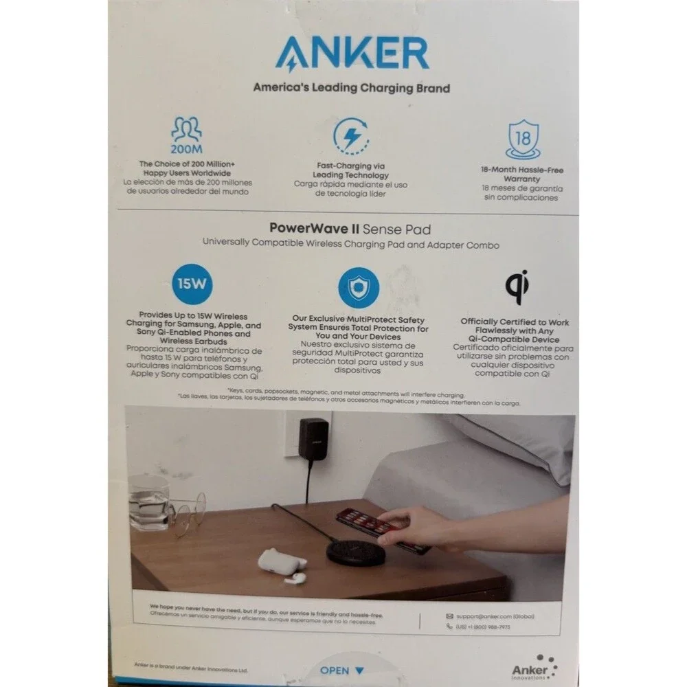 Anker PowerWave II Sense Pad 15W Fast Qi Wireless Charger
